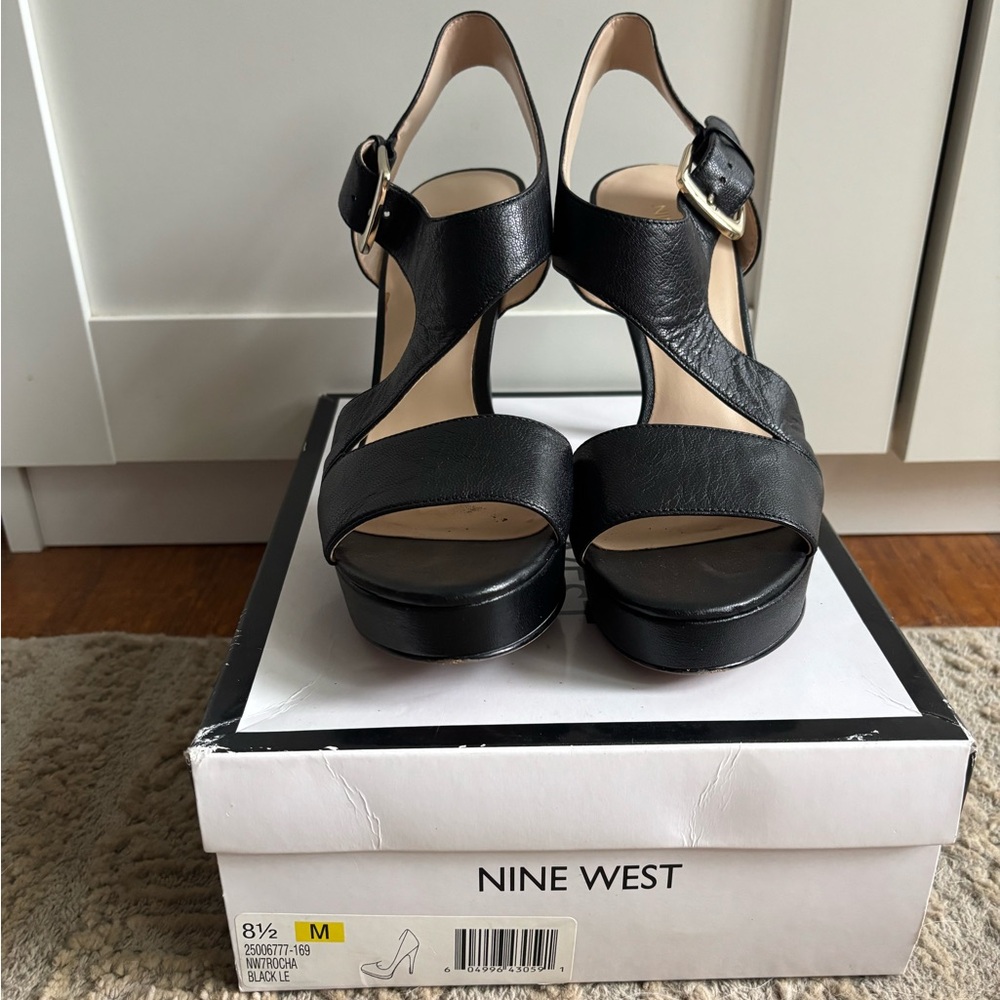 Nine West Black Strappy Heels